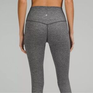 Lululemon High Rise Wunder Under Leggings Capri Cropped 4 Heathered Grey Black